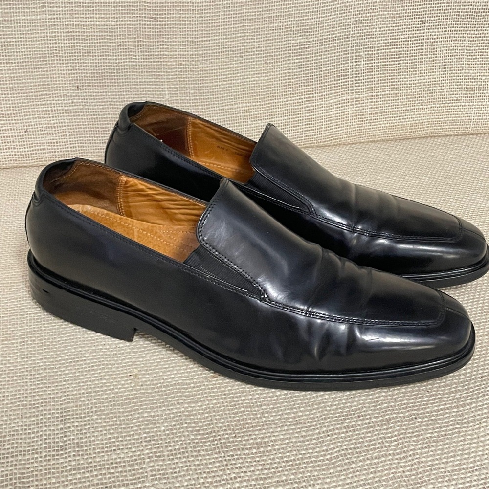Cole Haan Mens 13 M Black Leather Waterproof Loafers Nike Air C31367 Square Toe